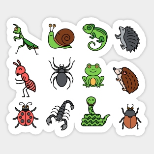 Cute insects and reptiles in zen mode Sticker